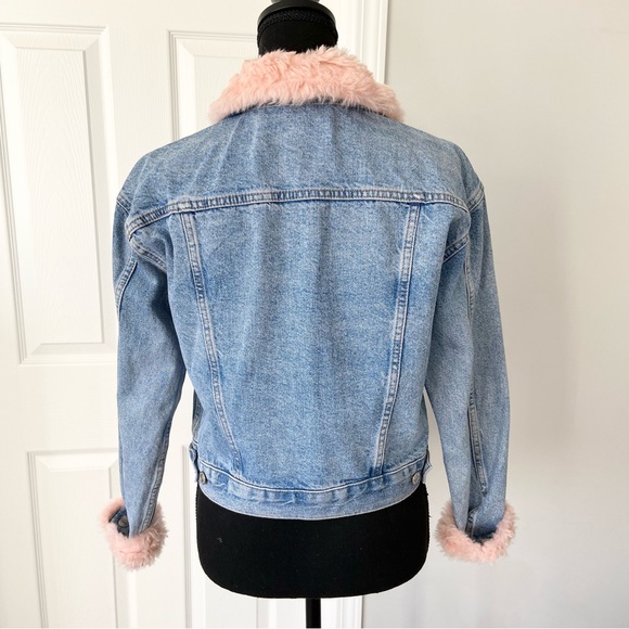 Topshop MOTO Faux Fur Denim Jacket - Picture 4 of 16